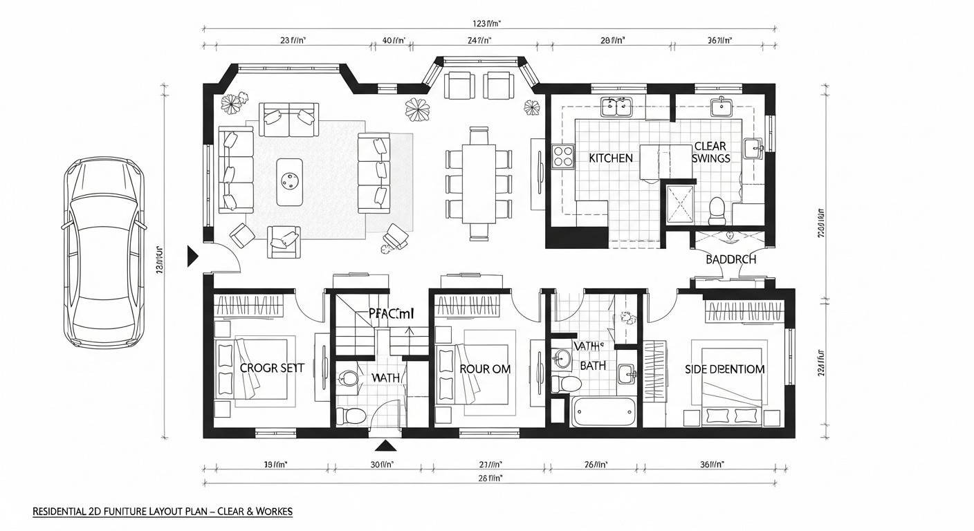 Residential 2D Furniture Layout Plan