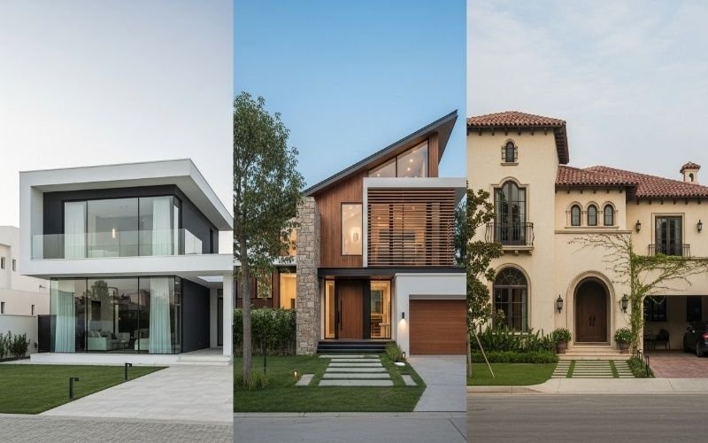 Different villa design styles by a skilled Villa Architect in DHA Lahore, showing modern, contemporary, and classic luxury homes.