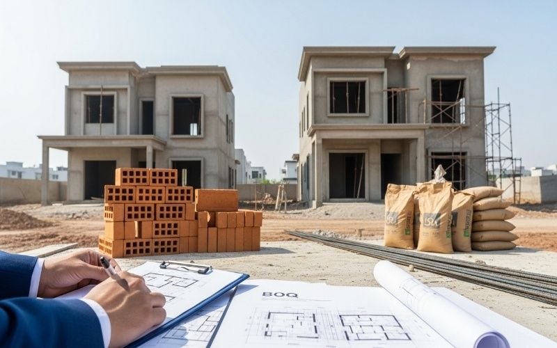 Cost Estimation and BOQ Services in Lahore for 5 marla and 10 marla houses under construction with material planning and quantity takeoff