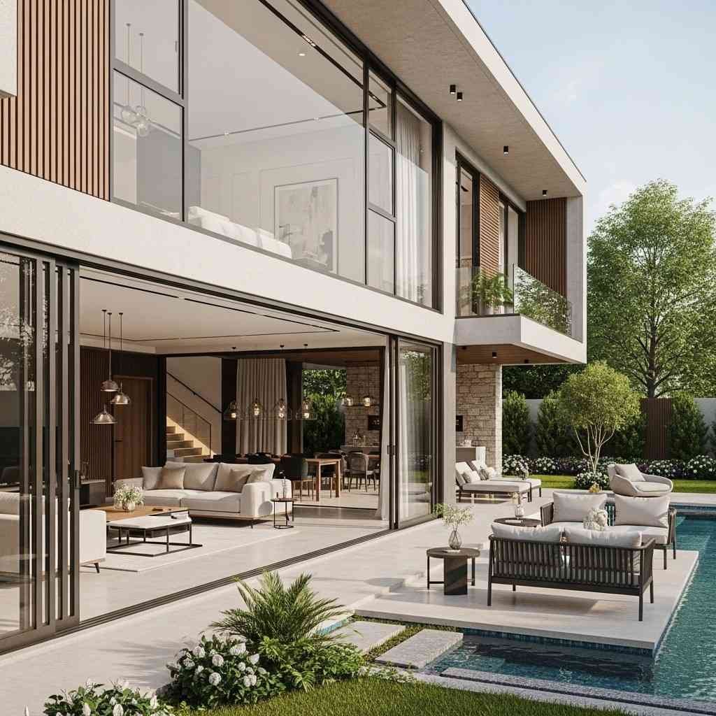 Indoor-outdoor-living-in-a-Sialkot-home-with-connected-spaces,-natural-light,-and-modern-design.