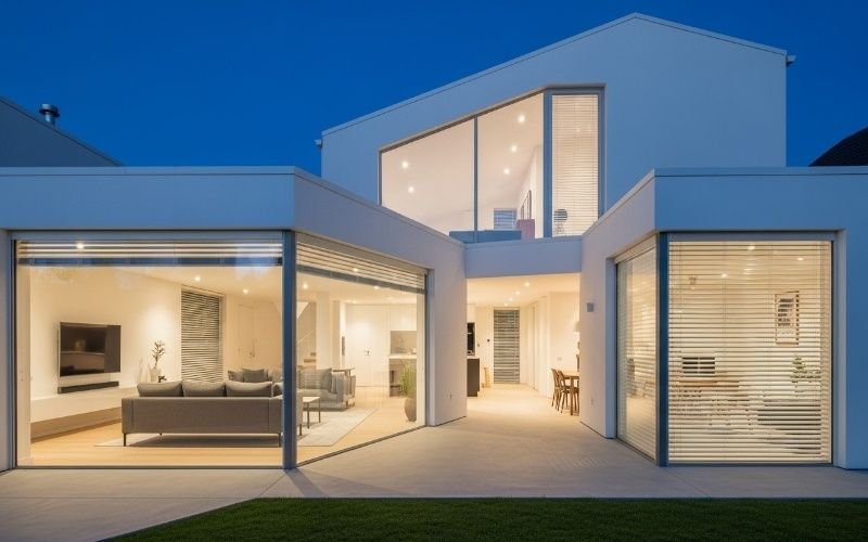 Modern luxury house with large glass walls and open layout reflecting New Future Architecture Trends in Lahore for Modern Buildings.