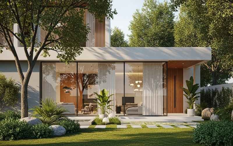 Popular Residential Architecture Trends in Lahore displayed through a modern digital interface with abstract design elements and contemporary visual layout