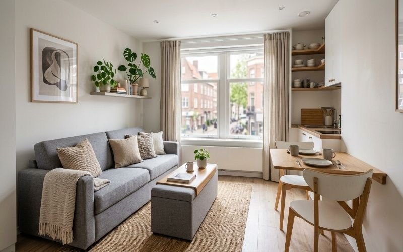 Bright modern studio apartment with minimalist furniture and space saving layout for Smart Studio Apartment Design Tips for Modern Living
