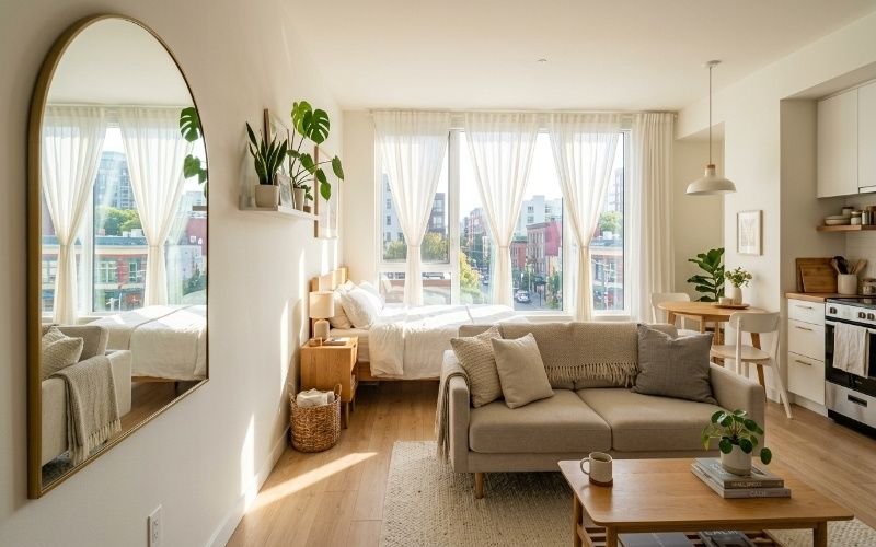 Modern bright studio apartment with natural light and minimalist decor for Smart Studio Apartment Design Tips for Modern Living
