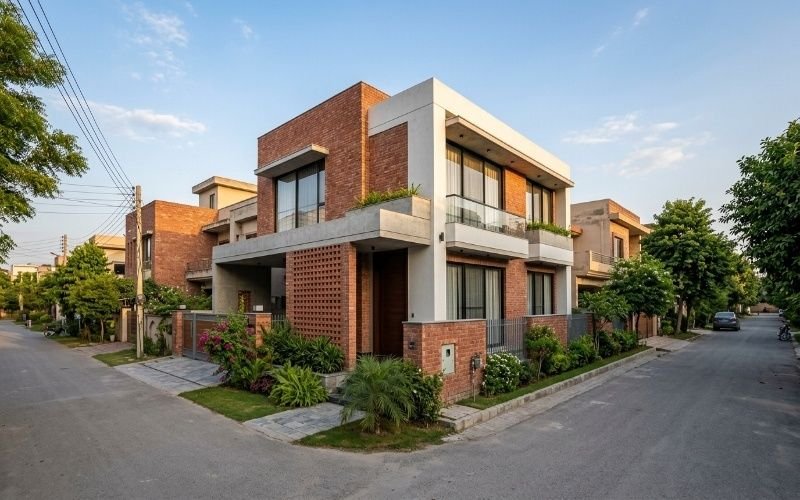 Contemporary Brick House Design Lahore