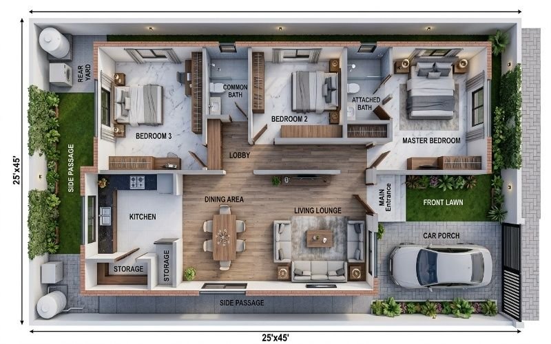 small family floor house plan 